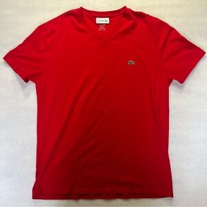 Lacoste Men's Red V-Neck Tee